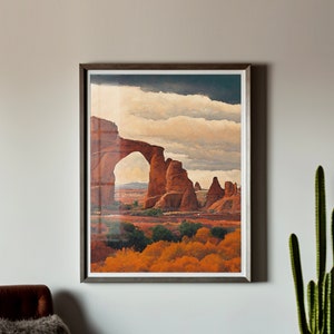 Utah Desert Landscape #1, Western Southwestern Decor, Desert Art, Oil Painting Print, Arches National Park, Landscape Painting Poster