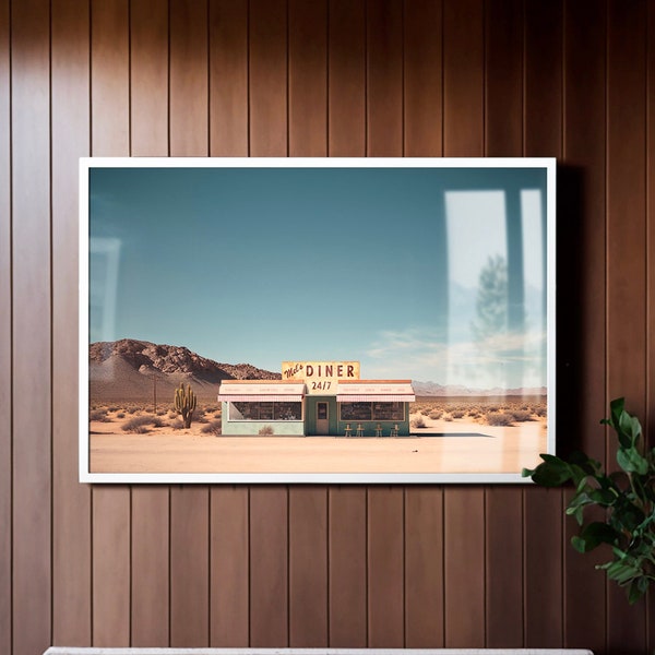 Vestiges routiers #1 sur 7 - Mel’s Diner, Desert Landscape Art, Décor du sud-ouest, Art du mur occidental, Impression photographique, Affiche rétro vintage