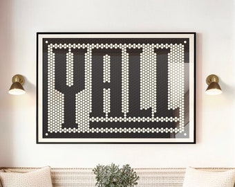 Y'all Means All Tiles Typography Poster, Western Decor, Entryway Art, Modern Farmhouse, Eclectic Art Prints, Modern Wall Art, Minimalist Art