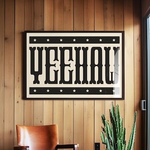 YeeHaw Typography Art Print, Western Wall Art, Cowboy Cowgirl Decor, Country Decor, Rustic Art, Nursery Wall Decor, Graphic Type Print