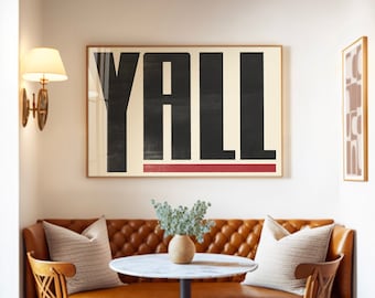 Y'all Means All Typography Poster, Western Wall Art, Southwestern Decor, Bold Type Print, Minimalist Art, Modern Wall Art, Eclectic Boho Art