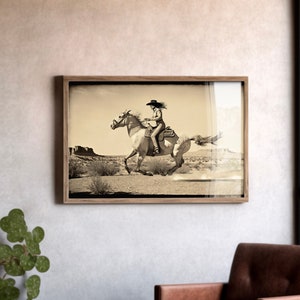 Vintage Cowgirl Film Still, Western Wall Decor, Cowboy Cowgirl Decor, Modern Farmhouse,  Kid's Room Print, Rustic Country, Ranch Poster