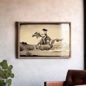 Vintage Cowgirl Film Still, Western Wall Decor, Cowboy Cowgirl Decor, Modern Farmhouse,  Kid's Room Print, Rustic Country, Ranch Poster