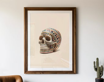 Southwestern Skulls #5 of 5, Western Wall Art, Southwestern Decor, Dia De Los Muertos, Day of the Dead, Skull Poster, Mexican Design Print