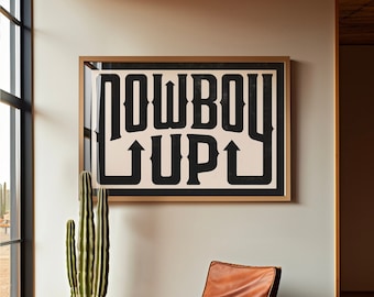 Cowboy Up Typography Art Print, Western Wall Decor, Southwestern Art, Ranch Rodeo, Country Rustic Prints, Cowgirl Nursery, Large Format Art