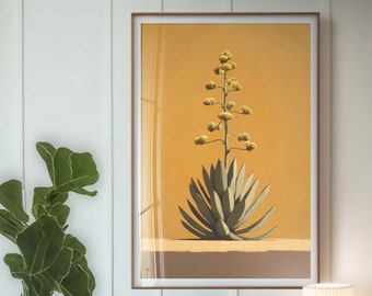 Agaven Kaktus Ölgemälde Druck, Western Dekor, Southwestern Design, Moderne Kunst Drucke, Wüstenlandschaft, Minimalistische Wanddekoration