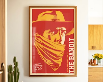 Vintage Western Movie Poster, Cowboy Wall Art, Western Wall Decor, Wild West Print, Bold Pop Art, Dorm Room Art, Bright Colorful Prints