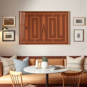 Howdy Typography Art Print Burnt Orange, Western Decor, Southwestern Wall Art, Texas Longhorns, UT,  Southern Home Art, Ranch Wall Decor