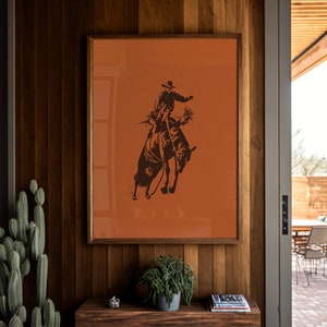 Bucking Bronco Graphic Print #1, Southwestern Western Room Decor, Cowboy Wall Art, Modern Eclectic Poster, Boho Wall Art, Illustration Print