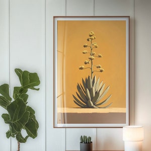 Agave Cactus Oil Painting Print, Western Decor, Southwestern Design, Modern Art Prints, Desert Landscape, Minimalist Wall Decor