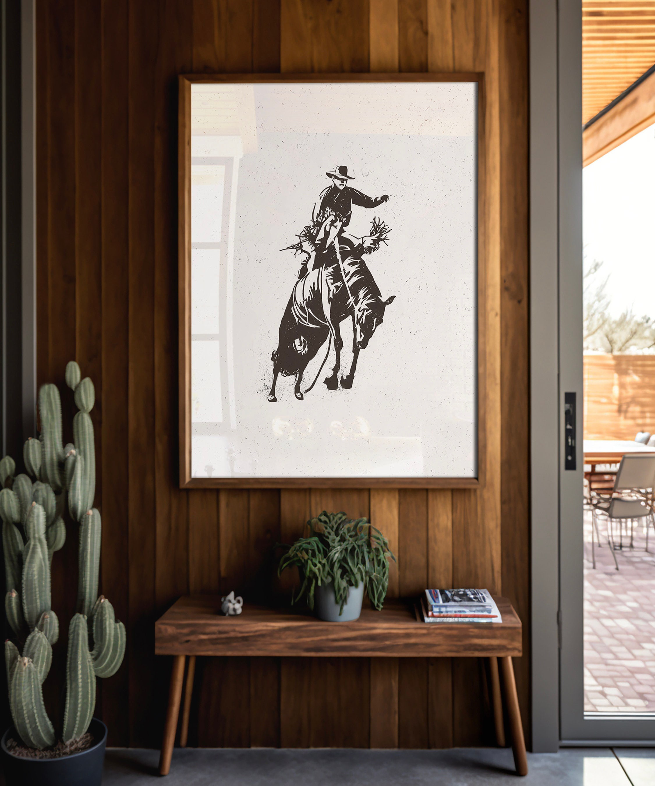 Bucking Bronco Grafikdruck, Western- und Western-Dekor, Cowboy-Wandkunst, modernes vielseitiges Poster, Boho-Wandkunst, Illustrationsdruck