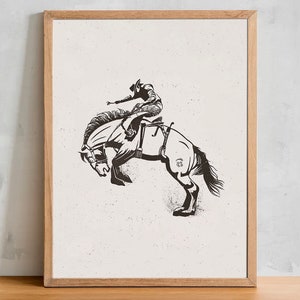 Bucking Bronco Graphic Print, Southwestern & Western Room Decor, Cowboy Wall Art, Modern Eclectic Poster, Boho Wall Art, Illustration Print image 3