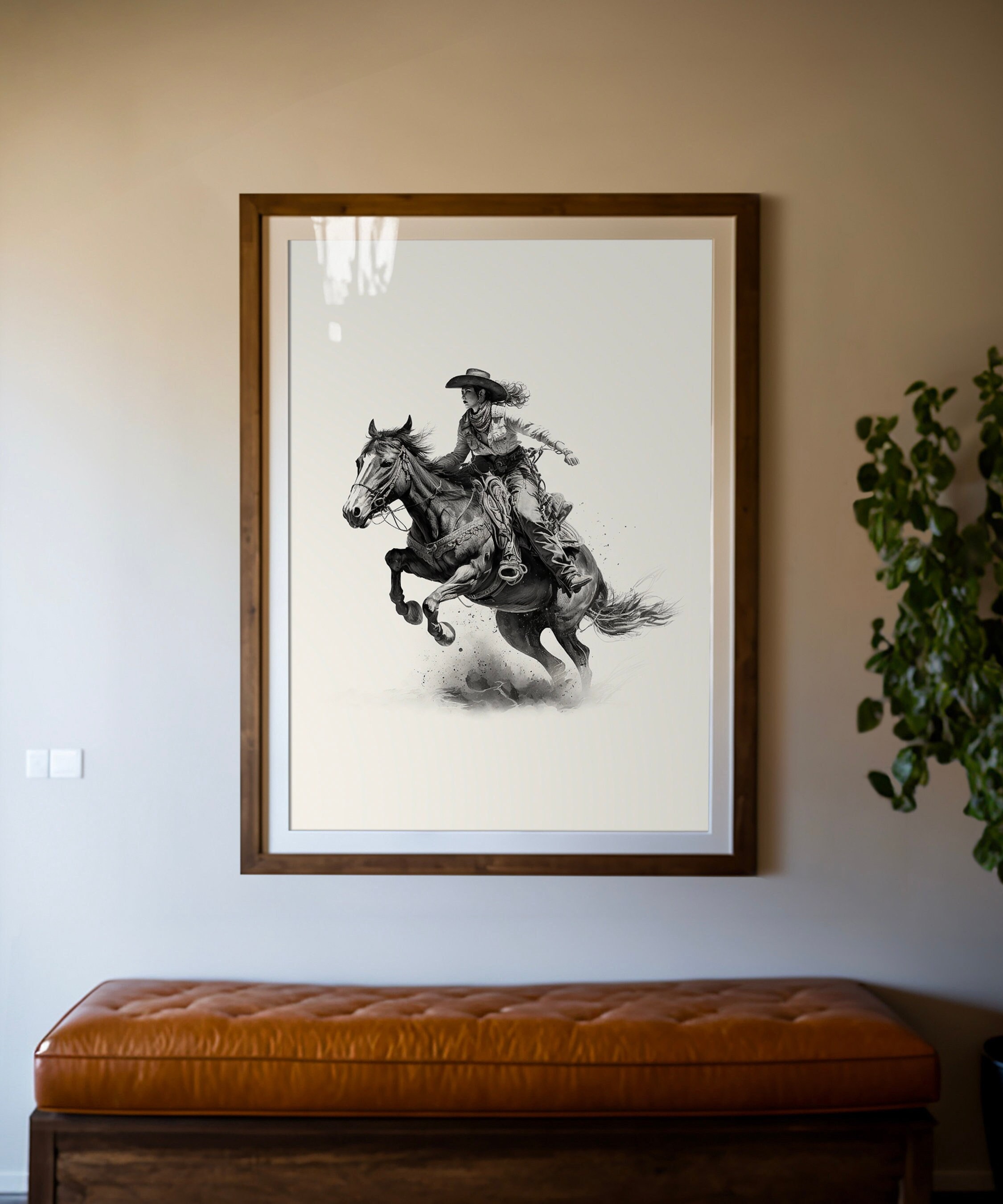 Wild West Cowgirl Print, Western Southwestern Decor, Female Cowboy Poster, Horse Illustration, Eclectic Wall Art, Badass Women, Girl's Room