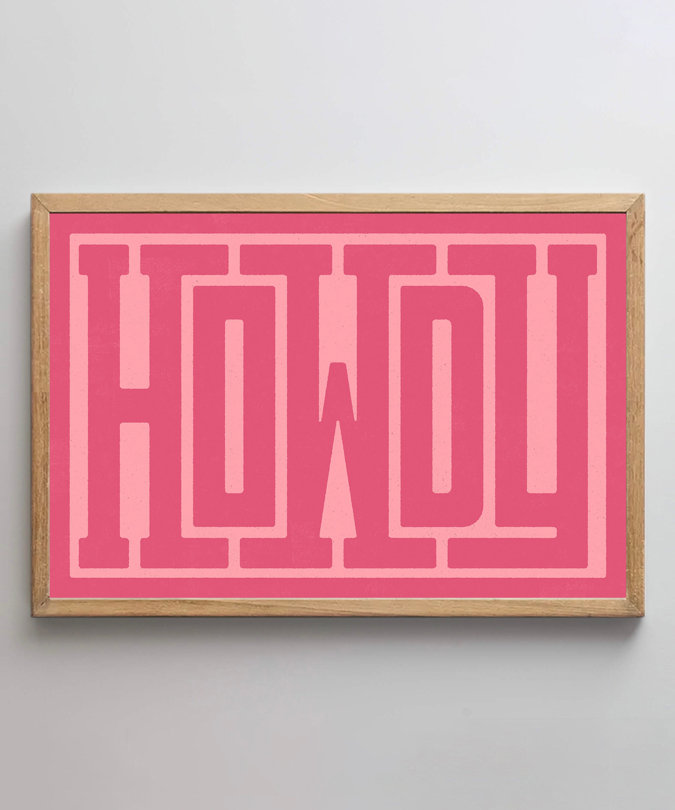 Howdy Typography Art Print Pink, Western Decor, Southwestern Wall Art, Eclectic Living Room, Boho Poster, Maximalist Wall Decor, Bright Pink