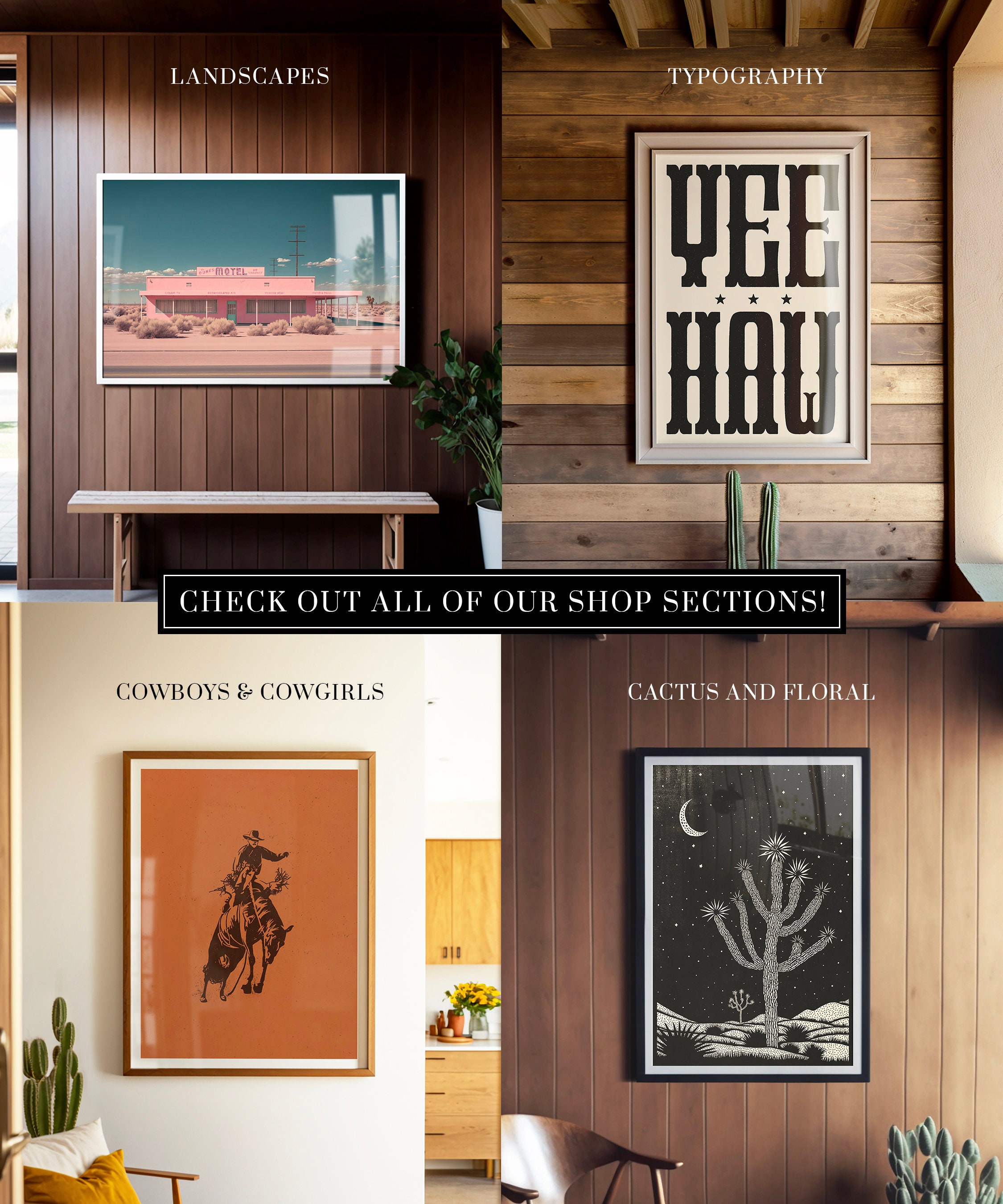 Tile Howdy Typographic Poster, Western Wall Decor, Entryway Art, Farmhouse Wall Art, Southwestern Poster, Cowboy Cowgirl, Boho Eclectic Art