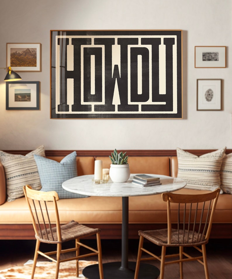 Howdy Typography Art Print, Western Decor, Southwestern Wall Art, Modern Design Poster, Southern Home Art, Type Design, Ranch Wall Decor image 1