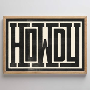 Howdy Typography Art Print, Western Decor, Southwestern Wall Art, Modern Design Poster, Southern Home Art, Type Design, Ranch Wall Decor image 3