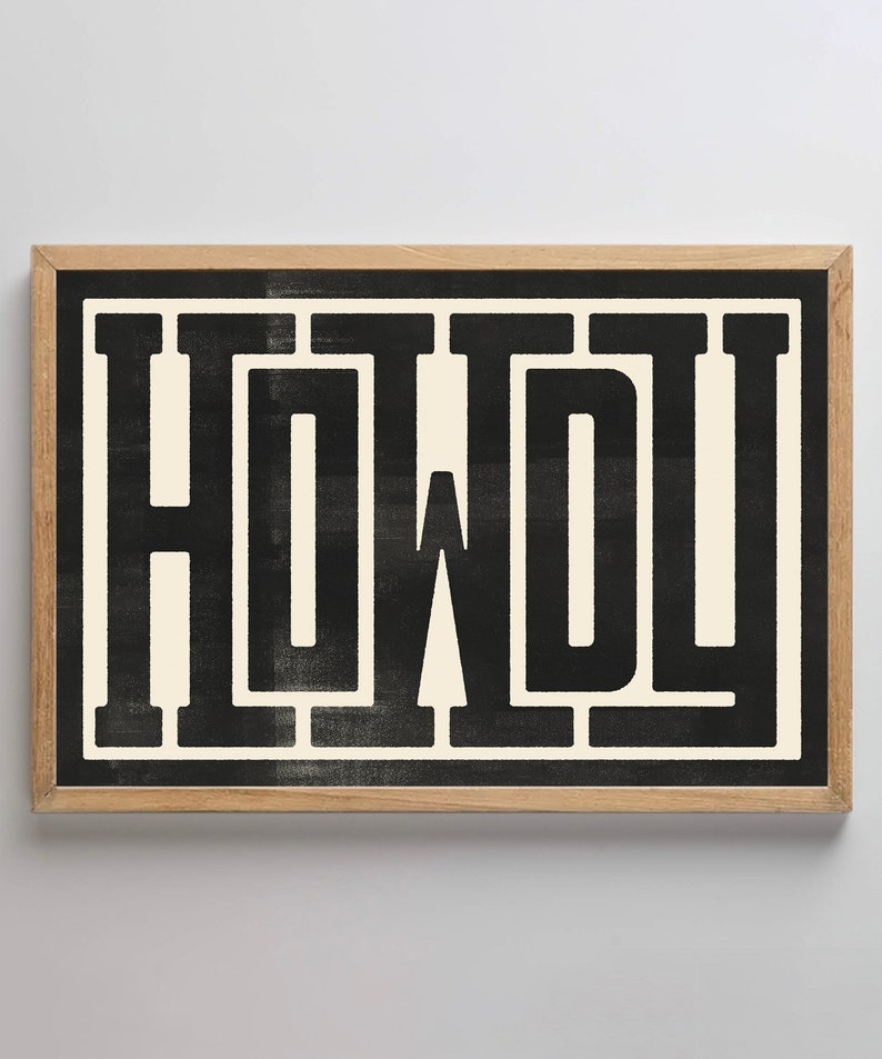 Howdy Typography Art Print, Western Decor, Southwestern Wall Art, Modern Design Poster, Southern Home Art, Type Design, Ranch Wall Decor