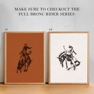 Bucking Bronco Graphic Print, Southwestern & Western Room Decor, Cowboy Wall Art, Modern Eclectic Poster, Boho Wall Art, Illustration Print image 2