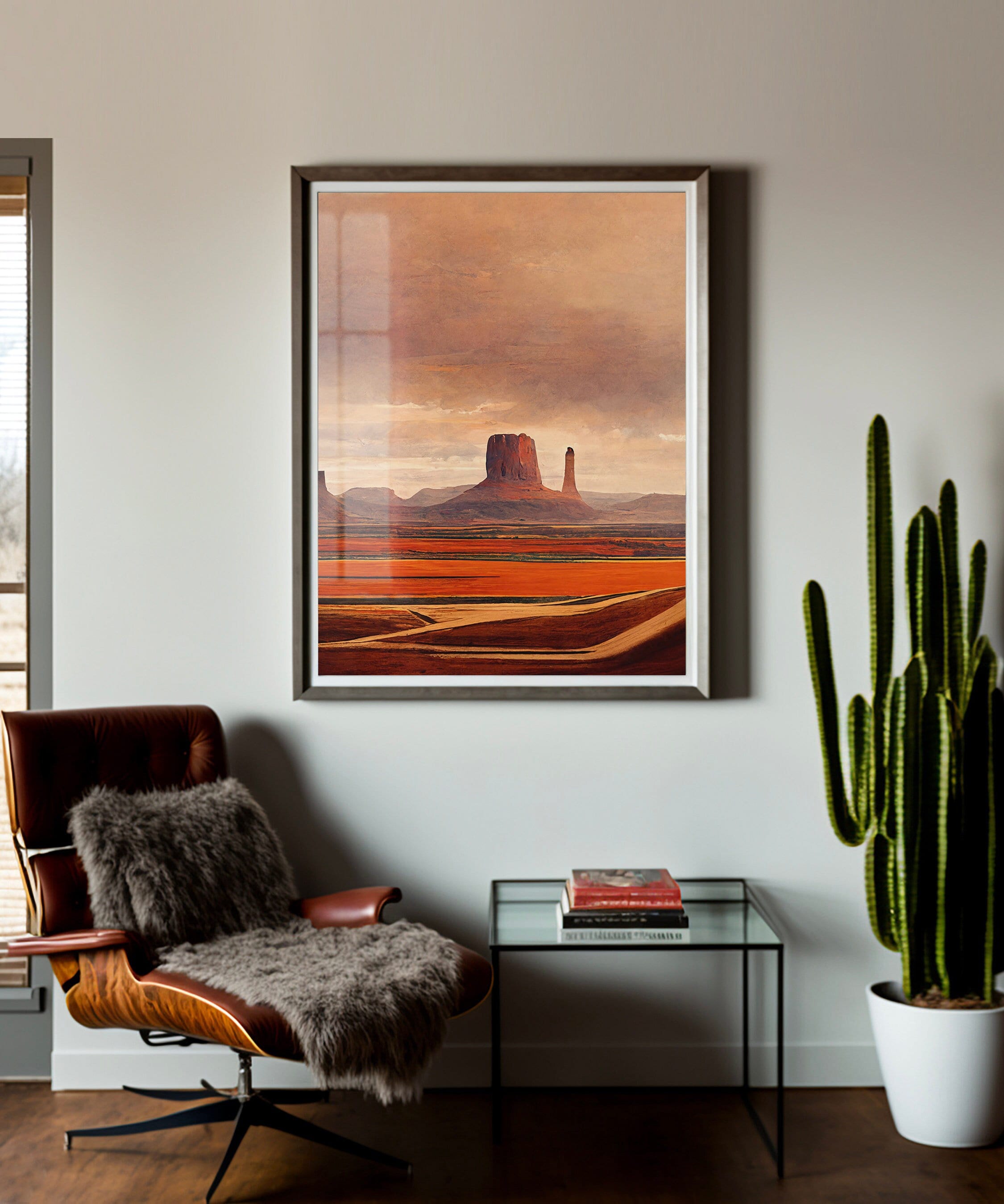 Arizona Desert Landscape Print #2, Desert Poster Print, Western Southwestern Decor, Colorful Wall Art, Monument Valley, Bright Oil Painting