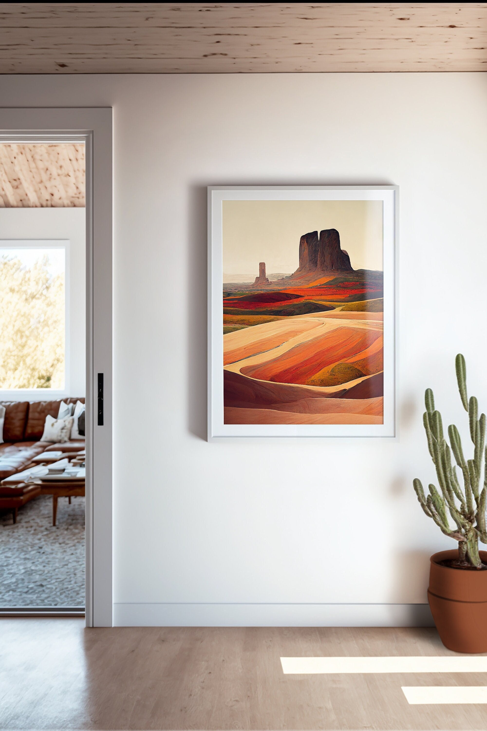Arizona Desert Landscape #1, Desert Wall Art, Western Southwestern Decor, Colorful Bright Poster, Monument Valley, Oil Painting Print