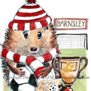 1 BARNSLEY Fußball Anhänger Happy Birthday, Mütze, Schal und Fußball. rot und weiss Bastelset. Kann personalisiert werden.