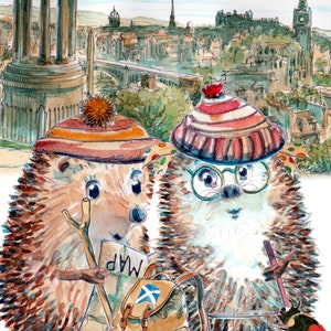 Edinburgh, gepersonaliseerde Skillipig-wenskaart: wandelen in Edinburgh. Dit kan worden gepersonaliseerd of misschien een Happy Birthday. Nr. 29 EDINBURGH