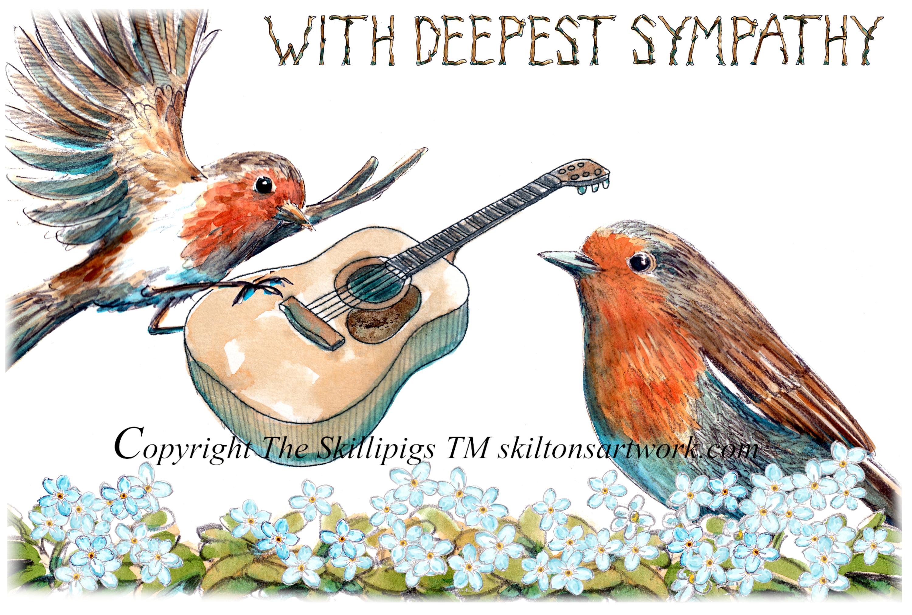4241 Guitar Sympathy Card. Acoustic Guitar, Music Themed