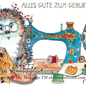 4050 Carte allemande pour machine à coudre Alles Gute zum Geburtstag Carte Joyeux anniversaire en boîte allemande pour coudre des vêtements et raccommoder. être personnalisé