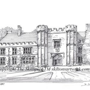 Carte de voeux LEEZE PRIORY Dessin au crayon représentant un lieu de mariage dans l'Essex Renseignez-vous sur la personnalisation avant de passer commande. Des impressions A4 peuvent être disponibles.