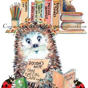 4681 accident prone Wishing you a speedy recovery card or get well. Silly bump? female hedgehog of course Can be personalised or new words
