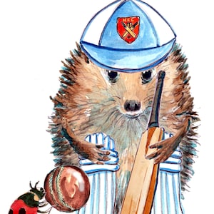 237 Cricket HAPPY BIRTHDAY-kaart, cricketbeslagsporter met knuppel, stootkussens, bal en zelfs een petclubbadge. Kan worden gepersonaliseerd