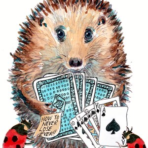 Jugador de cartas 3015. ¡Feliz cumpleaños, erizo! ¿Juegas a una partida de mariquitas, bridge con contrato o póker con snap canaster? Se puede personalizar.
