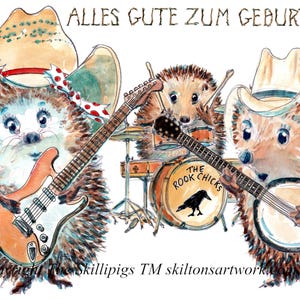 4007 Carte en allemand Carte de joyeux anniversaire Alles gut zum Geburtstag, chanteur de musique country et groupe pop Peut être personnalisée.