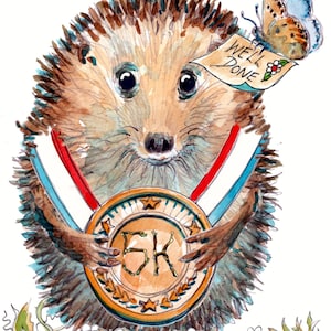 2588 lopende 5K GEFELICITEERD kaart met goed gedaan bericht. Een medaille voor een funrun, parkrun of trailrunner Kan worden gepersonaliseerd