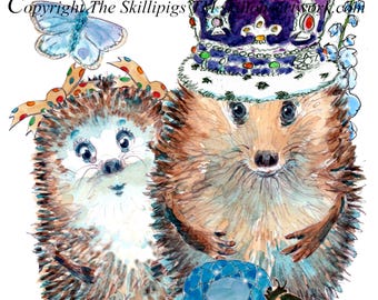 5491  sapphire 65th wedding anniversary card with the hedgehog king with crown  Can be personalised  UK Postage options at checkout