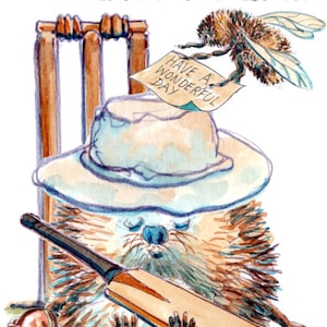 2531 Cricket HAPPY BIRTHDAY Cricket Schwiegersohn Karte oder diese kann einen beliebigen Namen oder eine andere Begrüßung oder stattdessen Cricket Fähigkeitskarte haben