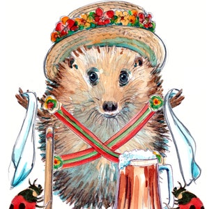 3561 HAPPY BIRTHDAY-kaart Engelse Morris-danser met strohoed, pint bier, stok, zakdoek, hoed en bellen. Kan worden gepersonaliseerd