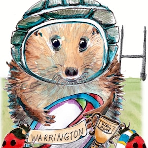 Alles Gute zum Geburtstag Rugby League WARRINGTON Lancashire Spieler ( Igel ) Alles Gute zum Geburtstag Grußkarte Fertigkeit Grußkarte Nr. 1 WARRINGTON