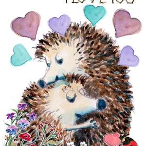 2675 Un abbraccio per dire ti amo, biglietto di auguri con due simpatici ricci che si abbracciano e mostrano il loro amore. Può essere personalizzato o un saluto diverso.