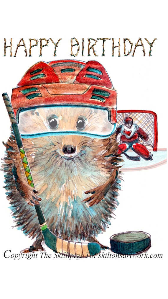 Biglietto di compleanno a tema hockey su ghiaccio, Buon compleanno a tema hockey su ghiaccio, Carta regalo, Cartolina sportiva, Biglietto di buon compleanno, Biglietto per bambini - Italia