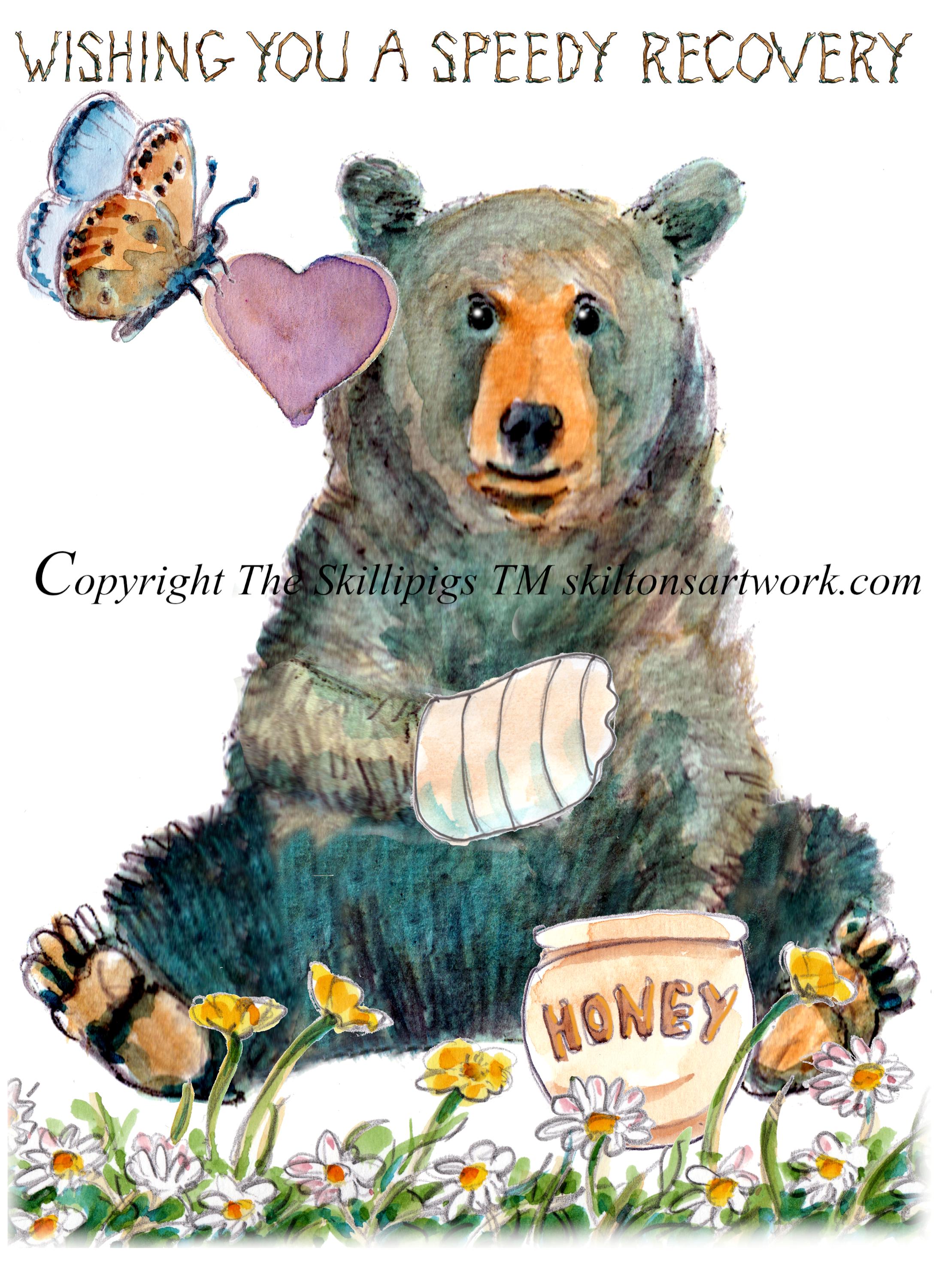 4204 Get Well Soon Card, Brown Bear With an Injured Right Hand - Etsy
