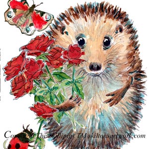 2321 Merci d'avoir été si gentil carte hérisson tenant des roses gentillesse cadeau sympathie peut-être personnalisable