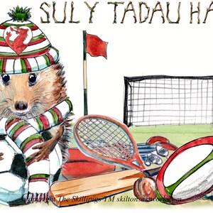 Walisische FATHER'S DAY Karte Alle Ball Sportarten Themenkarte, walisische Sprache Sul Y Tadu Hapus, Kann in englischer oder anderer Begrüßung sein. Nr. 2288