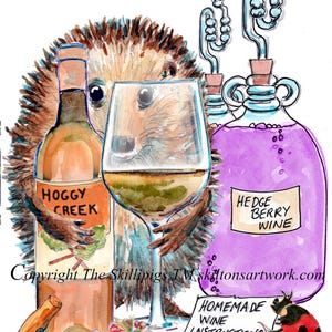 4259 Home Winemaking Verjaardagskaart Happy birthday met flesglas en mandfles. Egel wijnboer. Kan worden gepersonaliseerd.