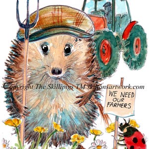4284 Tarjeta de cumpleaños de granjero Feliz cumpleaños a un granjero erizo chupando paja con un gran tractor. Necesitamos nuestro cartel de granjero. Se puede personalizar