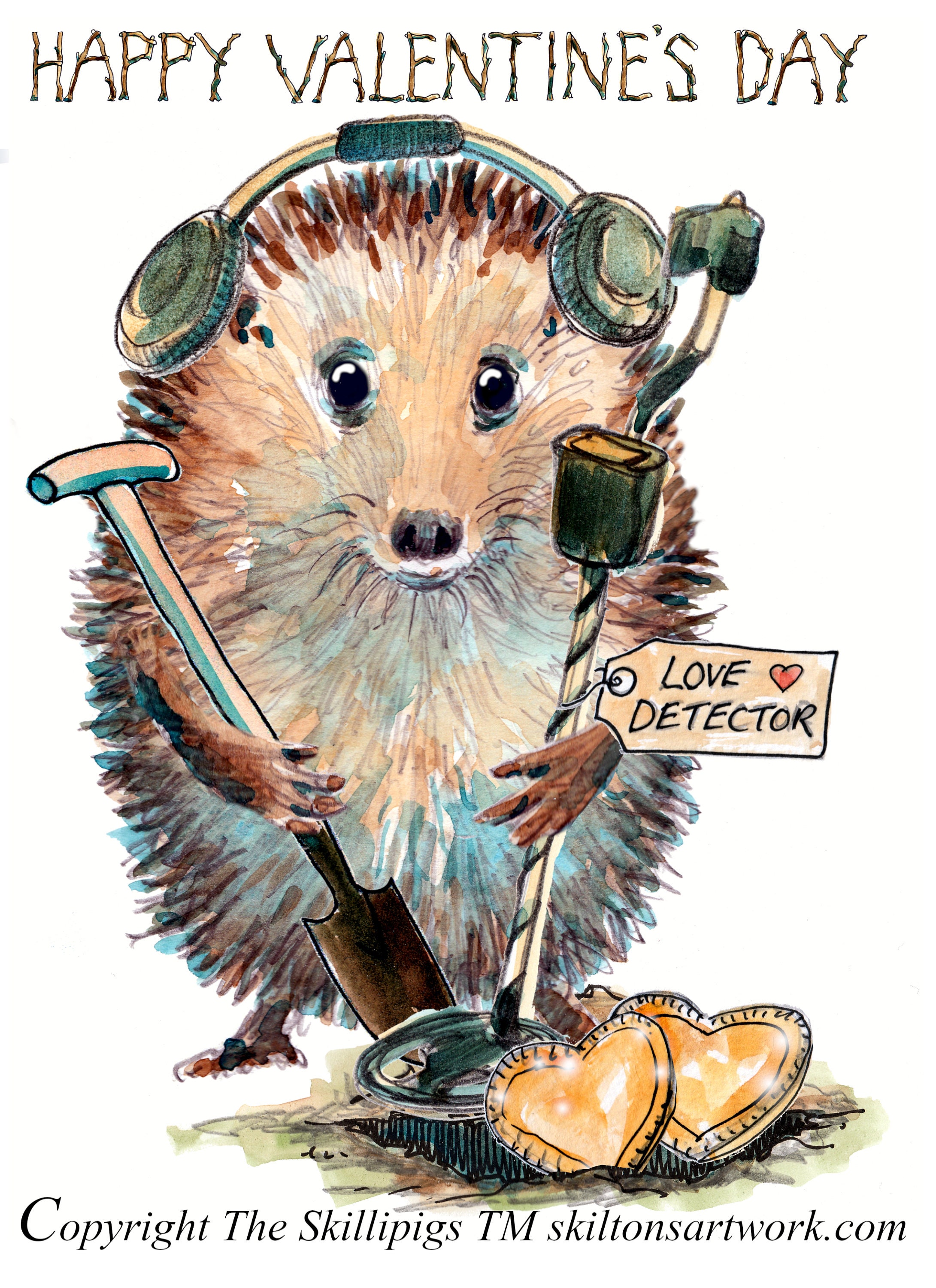 해피 발렌타인 데이 고슴도치 탐지기 사랑 탐지기. 골드 하트 코인 보물 창고. 이는 개인화될 수 있습니다.  3577호-Freehip.co.kr