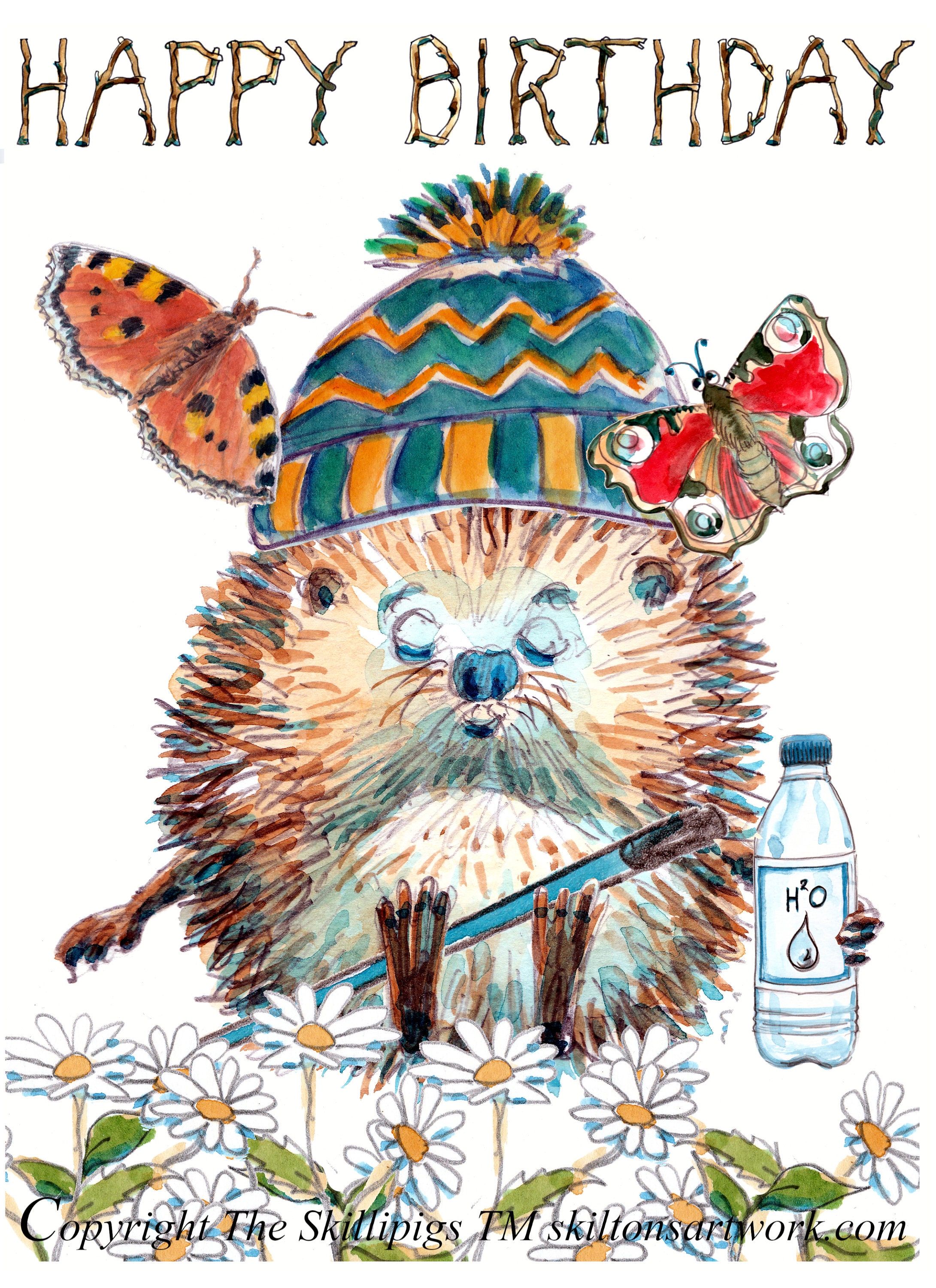 Lola Design - Biglietto di auguri con motivo botanico della fauna selvatica, motivo floreale con uccellino, adatto per compleanni o celebrazioni per un'amica, biglietto bianco con busta grigia, 150 mm