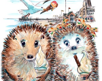 300 BLACKPOOL greeting or Birthday  card with walking pair on the sea front beach with the tower can be personalised