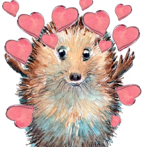 339 Umarmungen Karte SENDEN IGEL Karte rosa Liebesgedanken Herzen und Umarmungen von einem Igel. Kann personalisiert werden